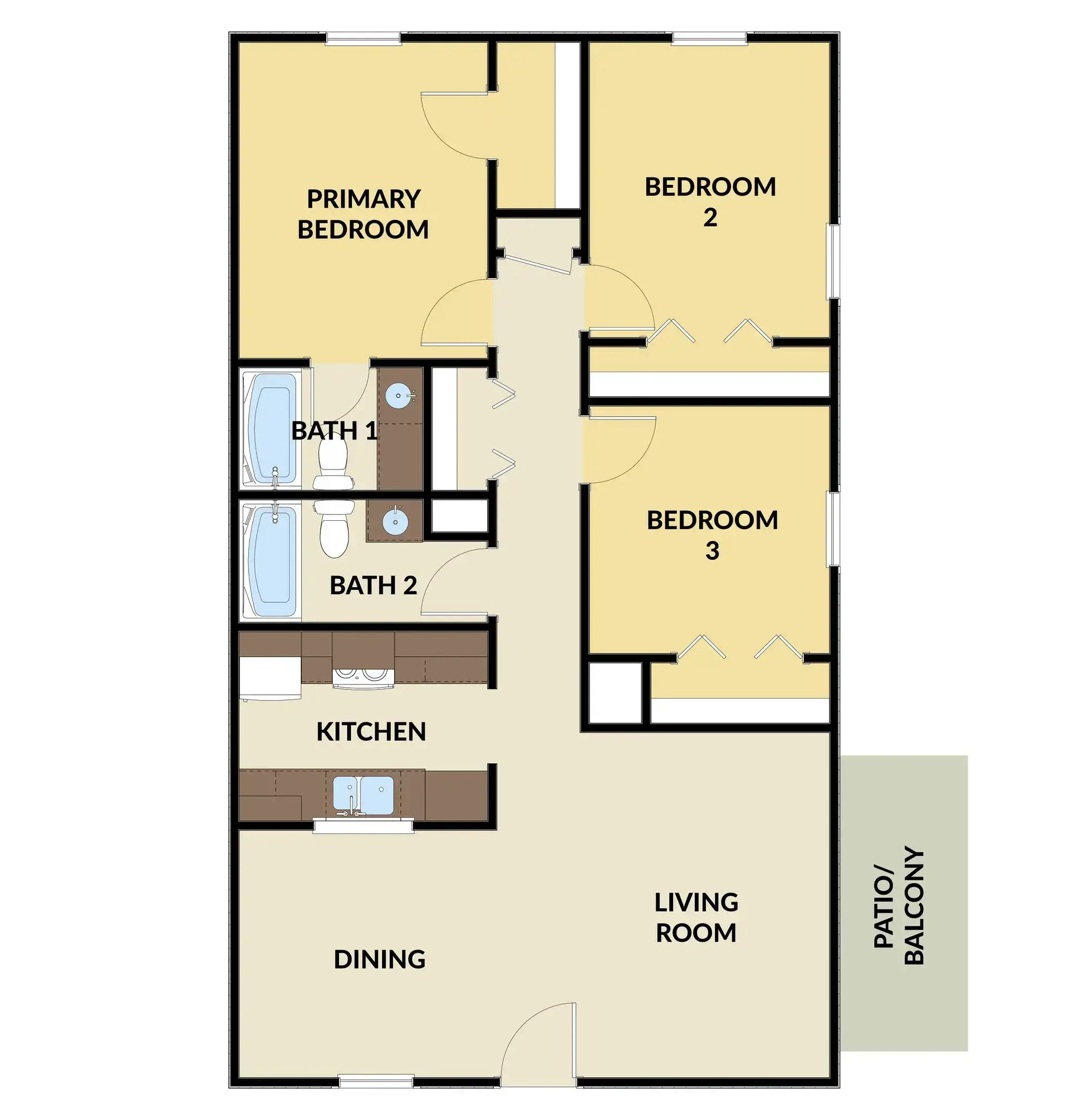 3 BED, 2 BATH APARTMENT